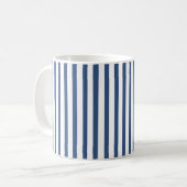 Navy Blue en White Stripe Koffiemok (Voorkant links)
