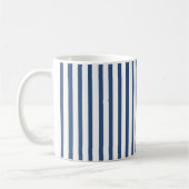 Navy Blue en White Stripe Koffiemok (Links)