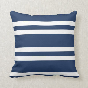 Navy Blue en White Stripe Kussen