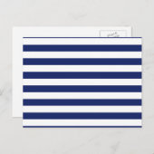 Navy Blue en White Stripe Pattern Briefkaart (Voorkant / Achterkant)