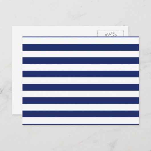 Navy Blue en White Stripe Pattern Briefkaart (Voorkant / Achterkant)
