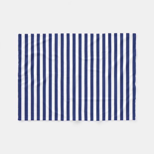 Navy Blue en White Stripe Pattern Fleece Deken (Voorkant (Horizontaal))