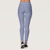 Navy Blue en White Stripe Pattern Leggings (Achterkant)