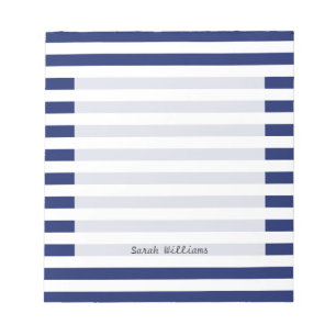 Navy Blue en White Stripe Pattern Notitieblok