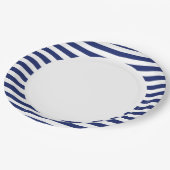 Navy Blue en White Stripe Pattern Papieren Bordje (Gekanteld)
