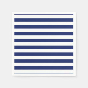 Navy Blue en White Stripe Pattern Servetten