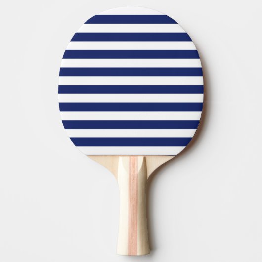 Navy Blue en White Stripe Pattern Tafeltennisbatje (Voorkant)