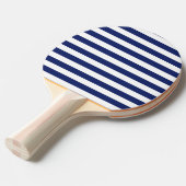 Navy Blue en White Stripe Pattern Tafeltennisbatje (Voorkant Gekanteld)