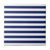 Navy Blue en White Stripe Pattern Tegeltje (Voorkant)