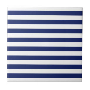 Navy Blue en White Stripe Pattern Tegeltje