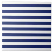 Navy Blue en White Stripe Pattern Tegeltje (Voorkant)