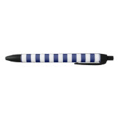 Navy Blue en White Stripe Pattern Zwarte Inkt Pen (Bodem)