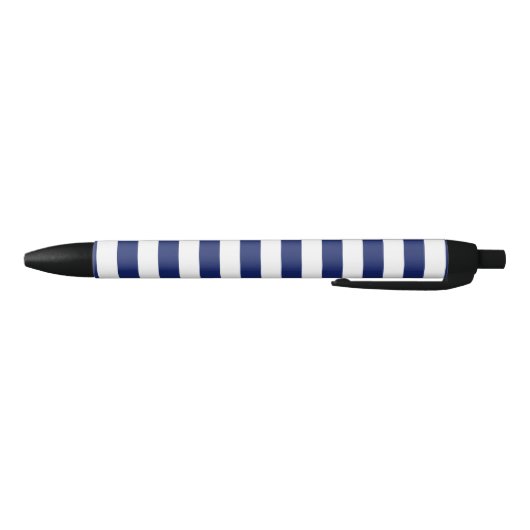 Navy Blue en White Stripe Pattern Zwarte Inkt Pen (Bodem)