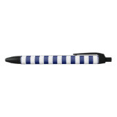 Navy Blue en White Stripe Pattern Zwarte Inkt Pen (Bovenkant)
