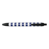 Navy Blue en White Stripe Pattern Zwarte Inkt Pen (Achterkant)