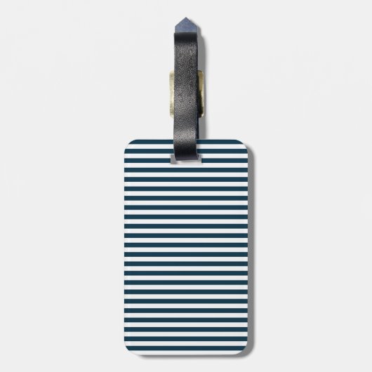 Navy Blue en White Striped Bagagelabel (Achterkant verticaal)