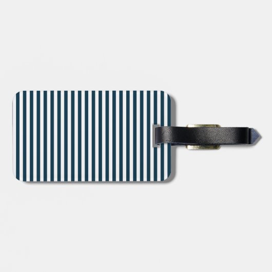 Navy Blue en White Striped Bagagelabel (Achterkant horizontaal)