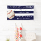 Navy Blue en White Striped Baseball afstuderen Spandoek (Insitu)
