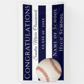 Navy Blue en White Striped Baseball afstuderen Spandoek (Verticaal)