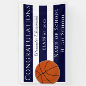 Navy Blue en White Striped Basketball afstuderen Spandoek (Verticaal)