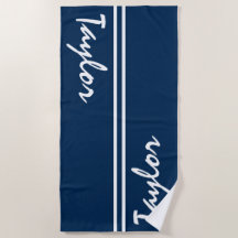 Navy Blue en White Striped Custom Name