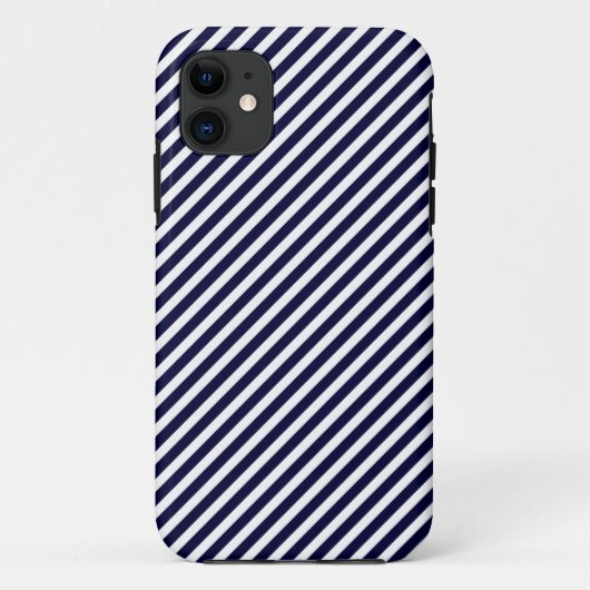 Navy Blue en White Striped iPhone 5 Hoesje (Achterkant)