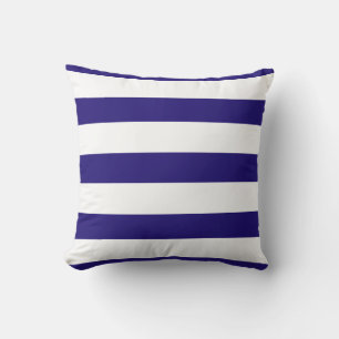 Navy Blue en White Striped Kussen