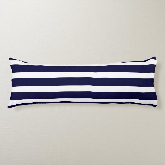 Navy Blue en White Striped Lichaamskussen (Voorkant)