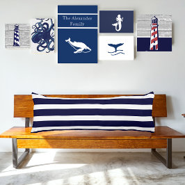 Navy Blue en White Striped Lichaamskussen