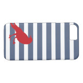 Navy Blue en White Striped Red Bird Case (Achterkant (Horizontaal))