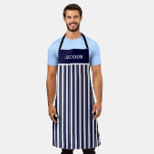 Navy Blue en White Striped Schort (Gedragen)