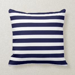 Navy Blue en White Striped Sierkussen