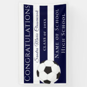 Navy Blue en White Striped Soccer afstuderen banne Spandoek (Verticaal)