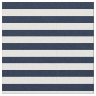 Navy Blue en White Striped Stof