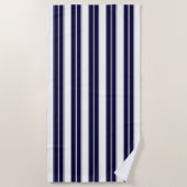 Navy Blue en White Striped Strandlaken (Voorkant)