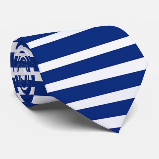 Navy Blue en White Striped Stropdas (Opgerold)