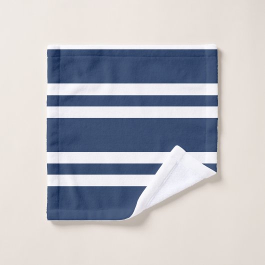 Navy Blue en White Stripes Bad Handdoek (Wasdoekje)