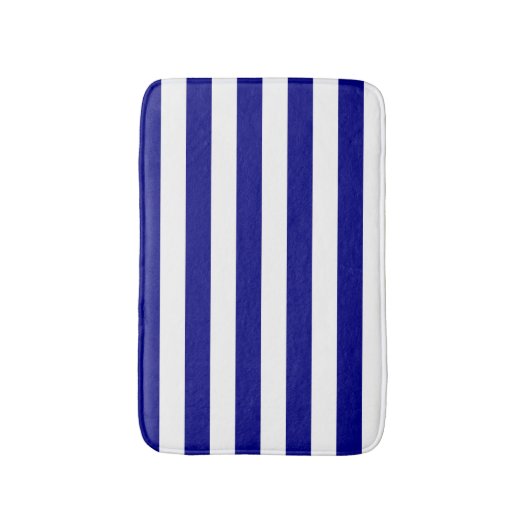 Navy Blue en White Stripes Badmat (Voorkant Verticaal)