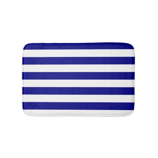 Navy Blue en White Stripes Badmat (Voorkant)