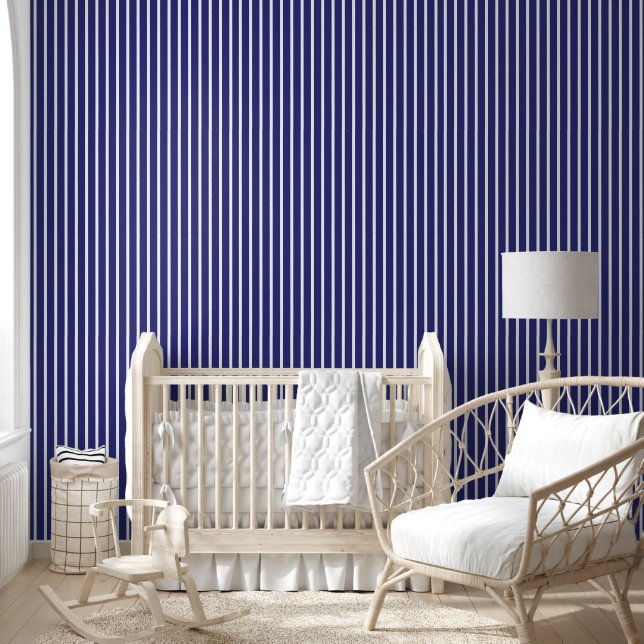 Navy Blue en White Stripes Behang (Kinderen)