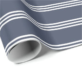 Navy Blue en White Stripes Cadeaupapier (Rol Hoek)