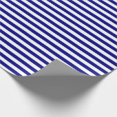 Navy Blue en White Stripes Cadeaupapier (Hoek)