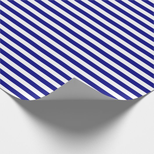 Navy Blue en White Stripes Cadeaupapier (Hoek)