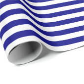 Navy Blue en White Stripes Cadeaupapier (Rol Hoek)