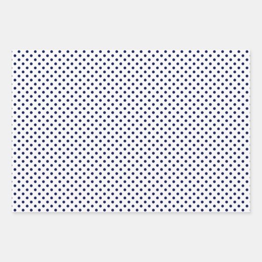 Navy Blue en White Stripes Chevron Polka Dots Inpakpapier Vel (Voorkant)
