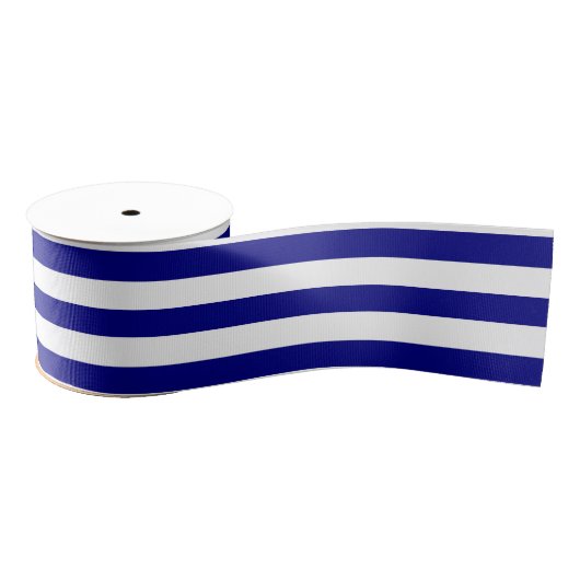 Navy Blue en White Stripes Grosgrain Lint (Spoel)