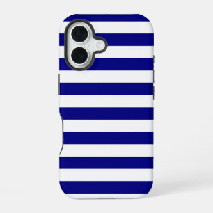 Navy Blue en White Stripes iPhone 16 Hoesje