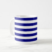 Navy Blue en White Stripes Koffiemok (Voorkant links)
