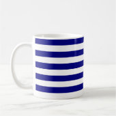 Navy Blue en White Stripes Koffiemok (Links)