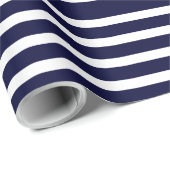 Navy Blue en White Stripes Modern Pattern Cadeaupapier (Rol Hoek)
